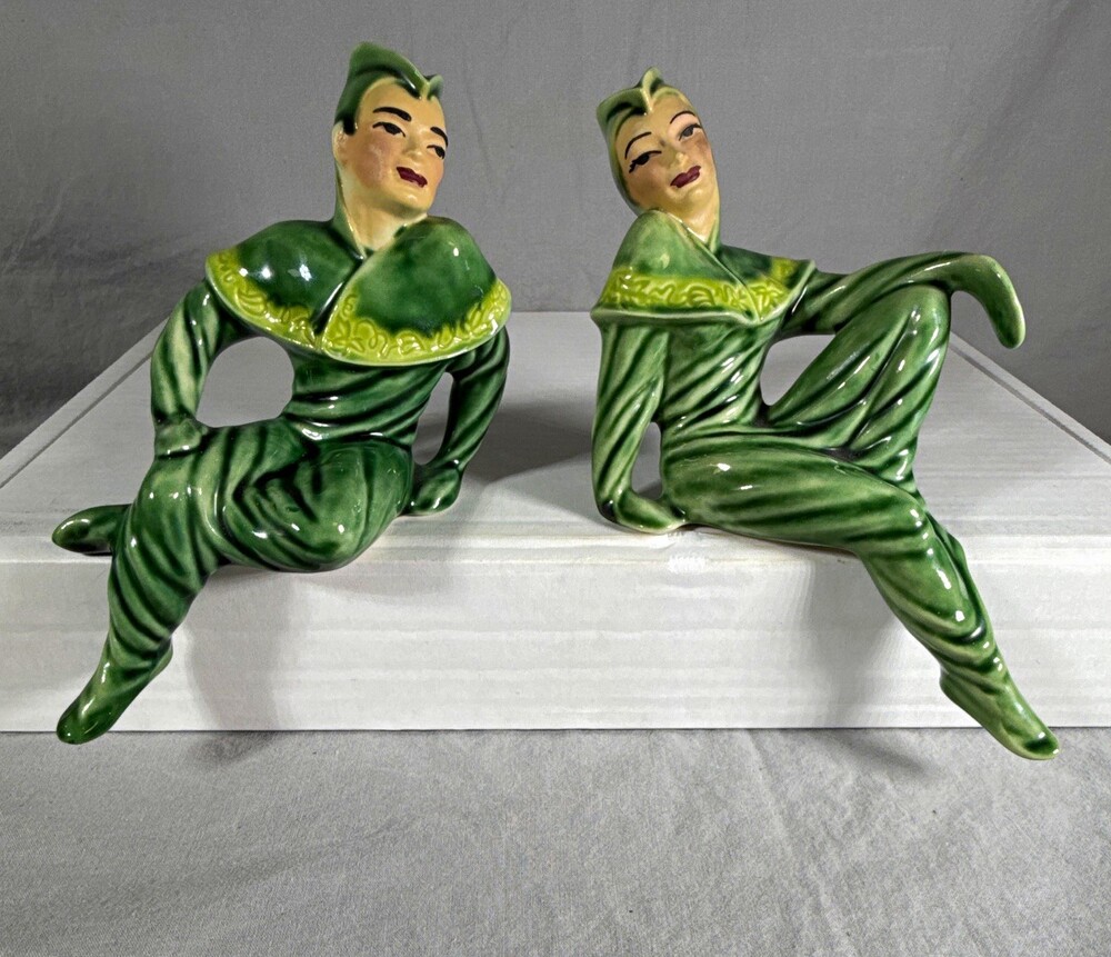 VTG Ceramic Arts Studio Maurice & Michelle Shelf Sitter Pair As-Is Repaired Hand